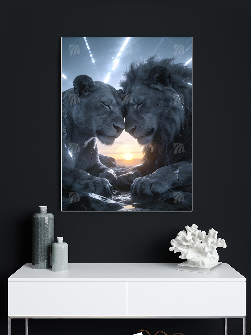 Lion Love Tiere Wandbild – Detailansicht