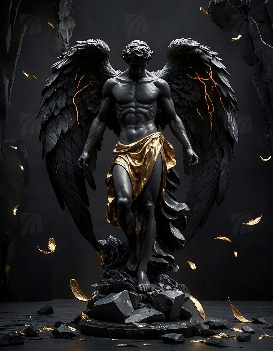 Dark Angel Majesty Mythisch Wandbild auf Aluminium Dibond Spanntuch