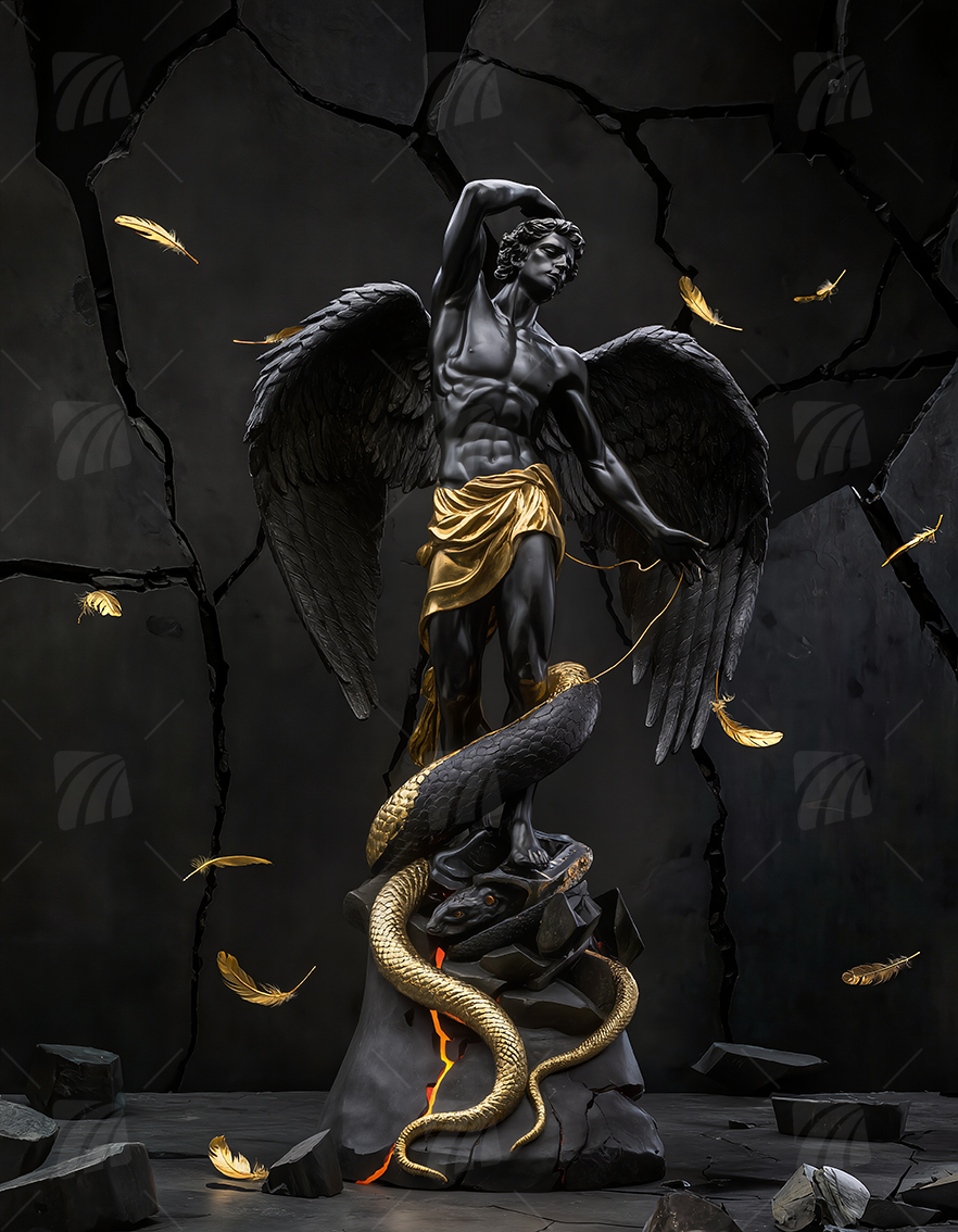 Fallen Angel Mythisch Wandbild auf Aluminium Dibond Spanntuch