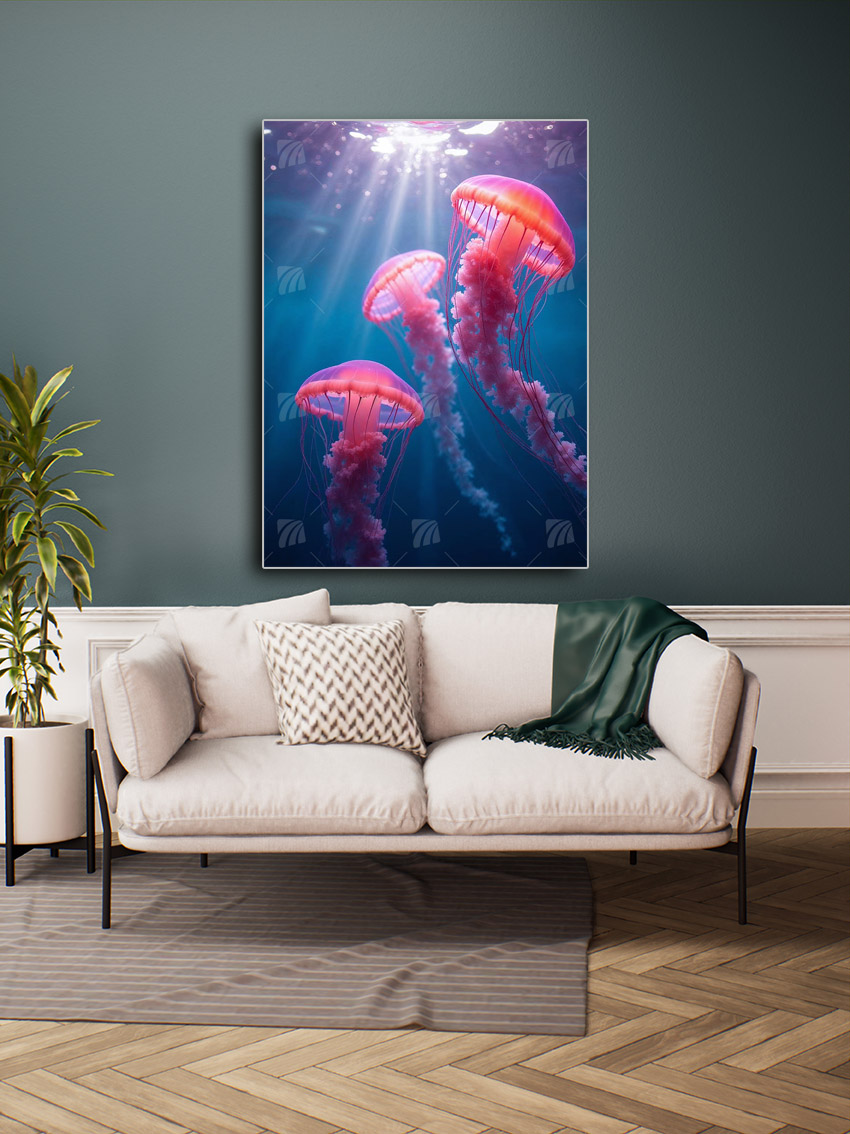 Tanz der Quallen Nature Wandbild – Detailansicht