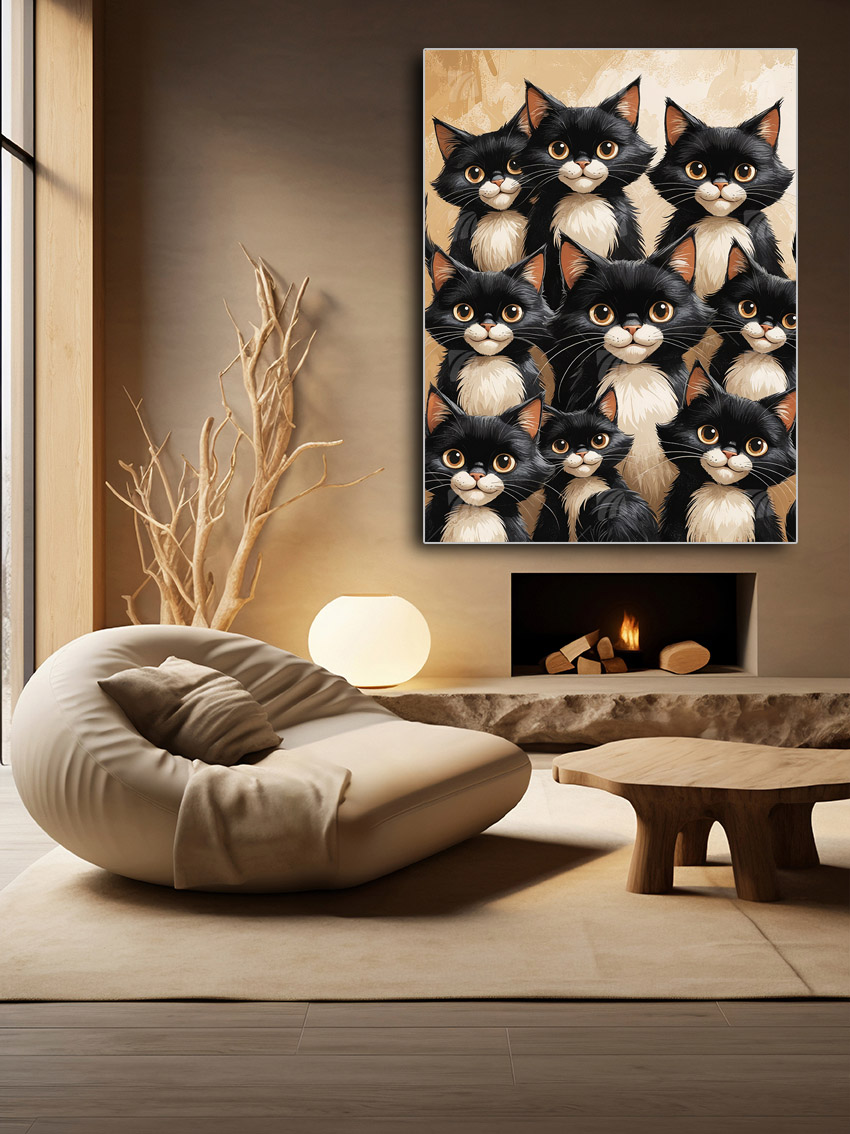 Tuxedo-Kätzchen Tiere Wandbild – Detailansicht