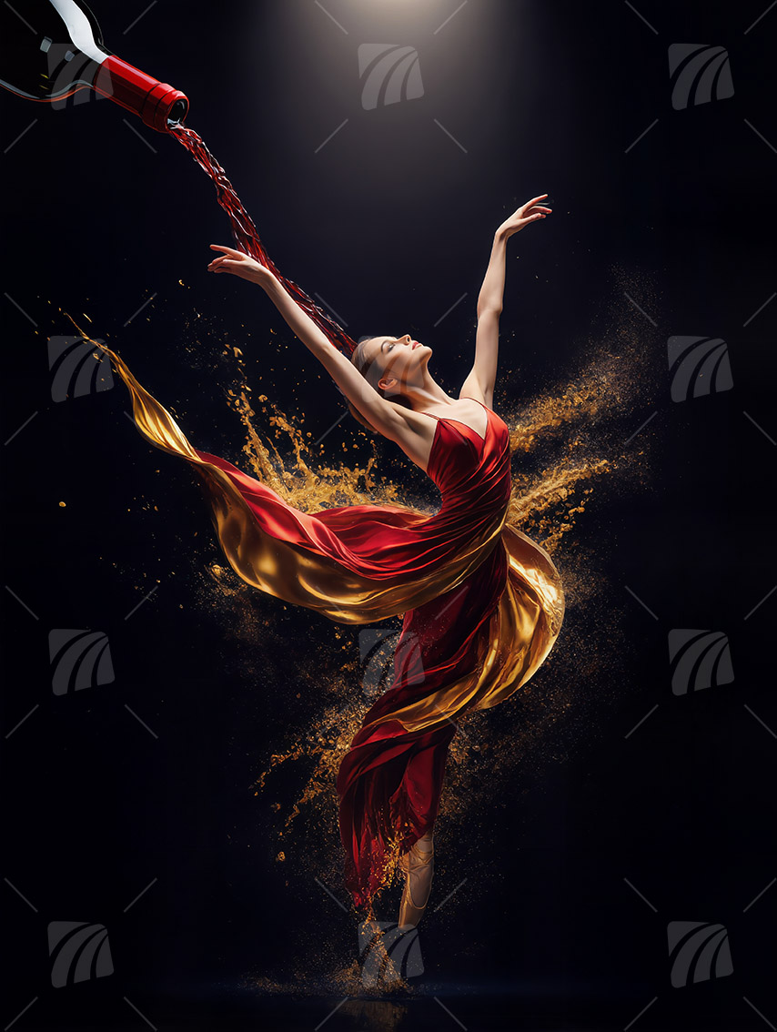 Roten Kleid Black & Gold Wandbild auf Aluminium Dibond Spanntuch