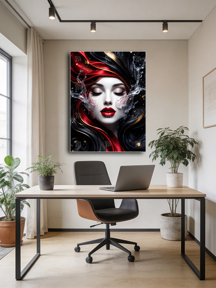 Elegantes Gesicht mit Wasser Mystische Weiblichkeit Wandbild – Detailansicht