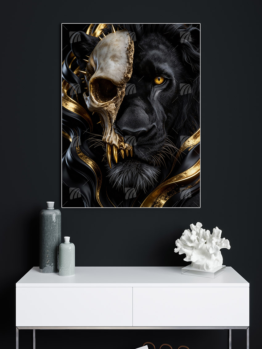 Skull Lion Tiere Wandbild – Detailansicht
