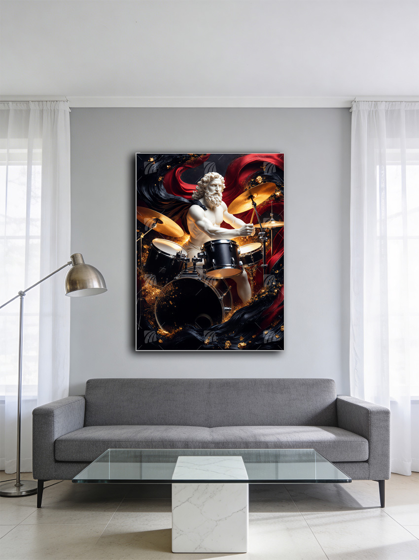 Drummer Mythisch Wandbild – Detailansicht
