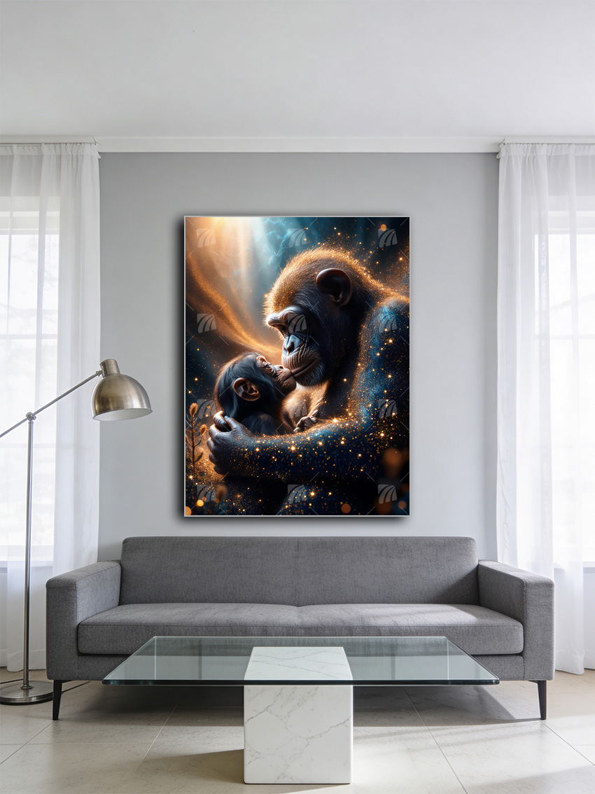 Cosmic Embrace Tiere Wandbild – Detailansicht