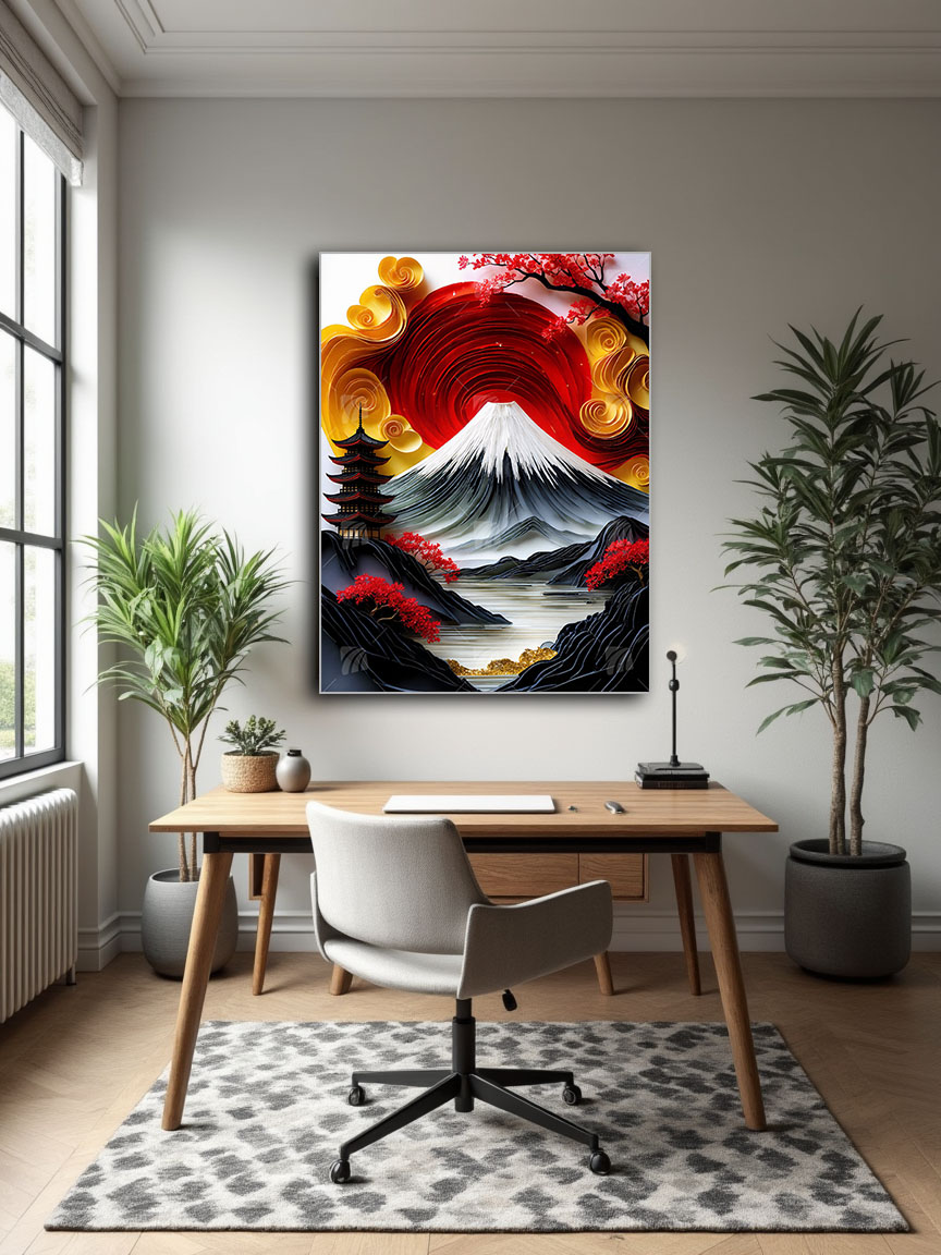 Landschaft Japanische Ästhetik Wandbild – Detailansicht