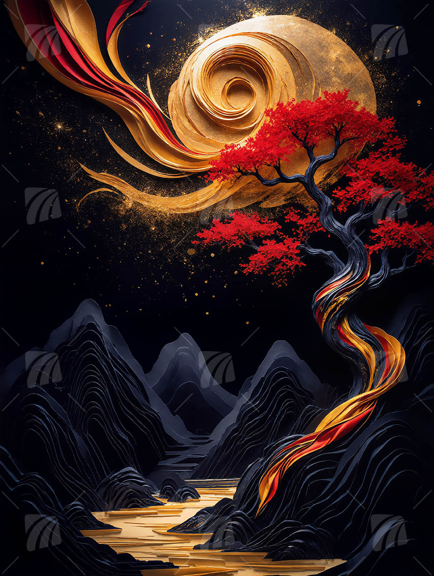 Goldener Spirale Mystische Weiblichkeit Wandbild auf Aluminium Dibond Spanntuch