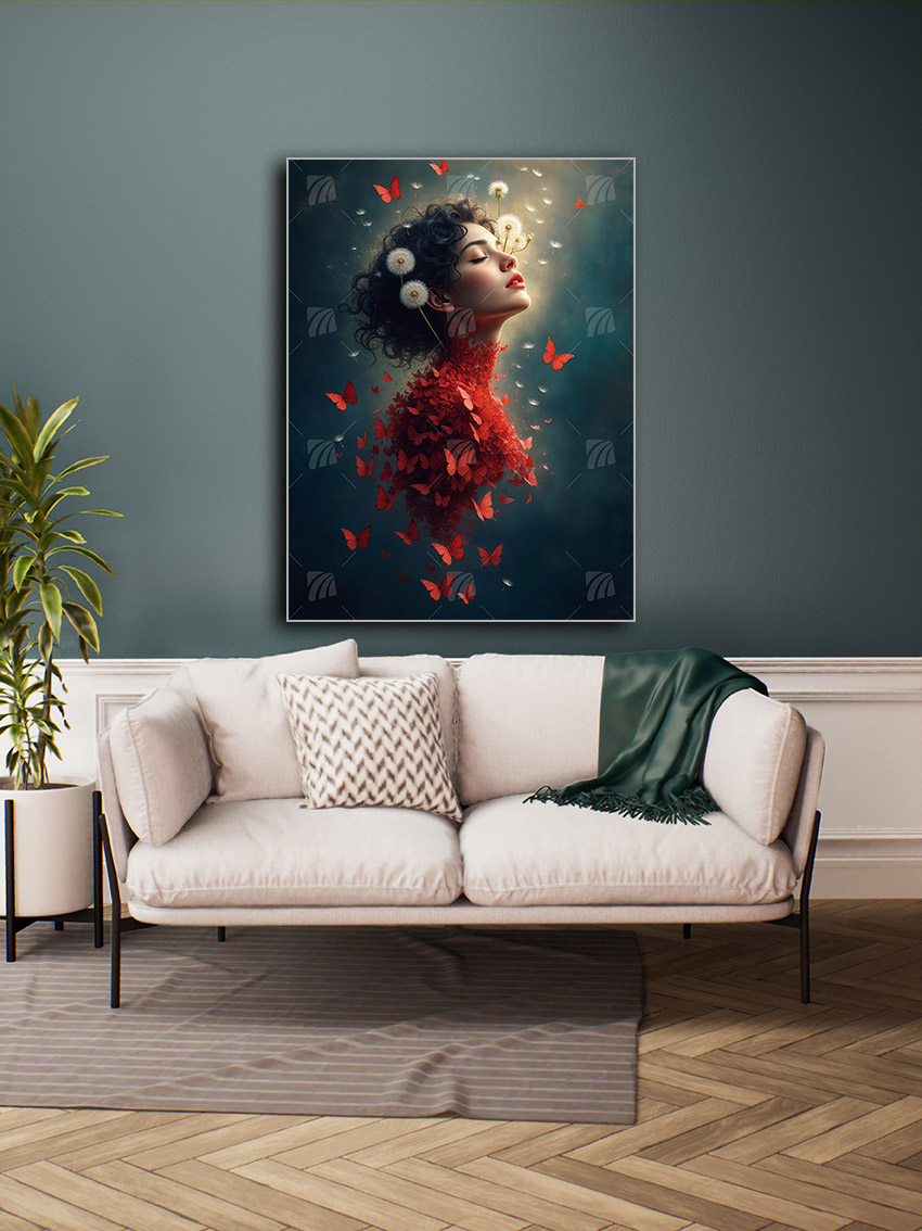 Ethereal Transformation Mystische Weiblichkeit Wandbild – Detailansicht