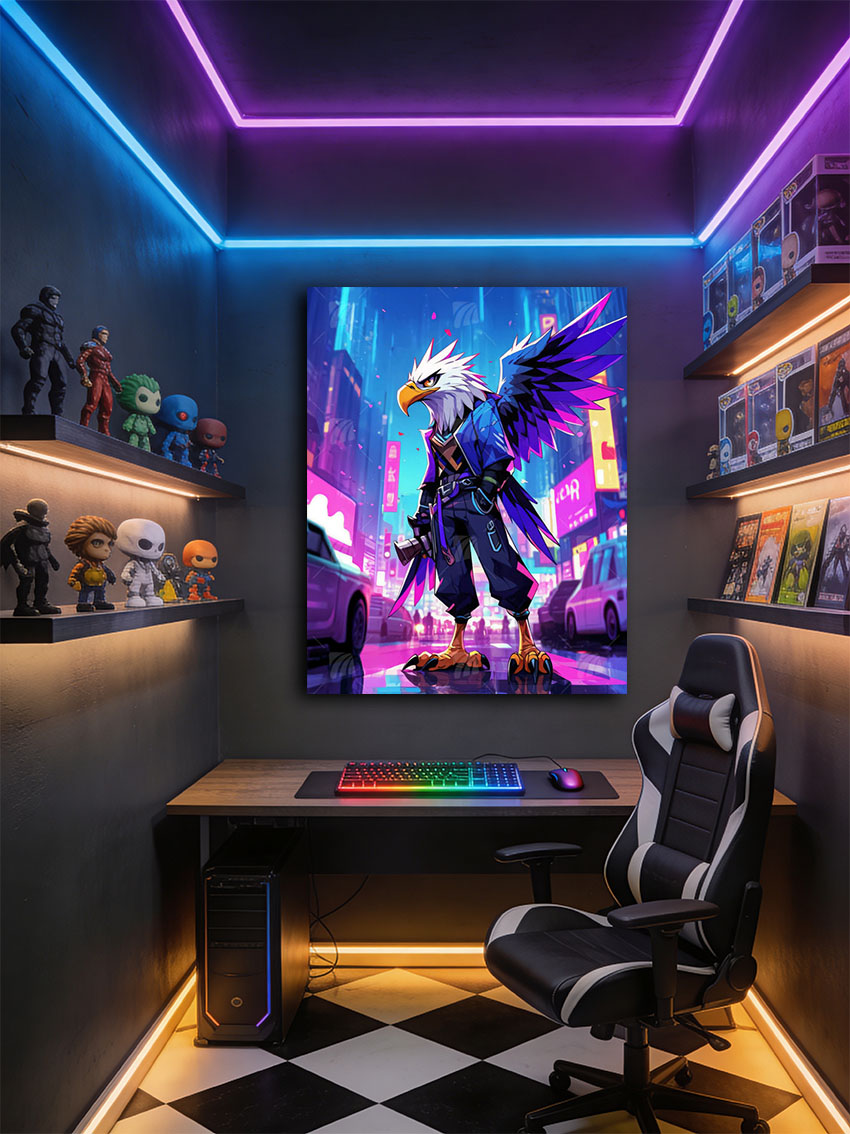 Urban Eagle Neon Beasts Wandbild – Detailansicht