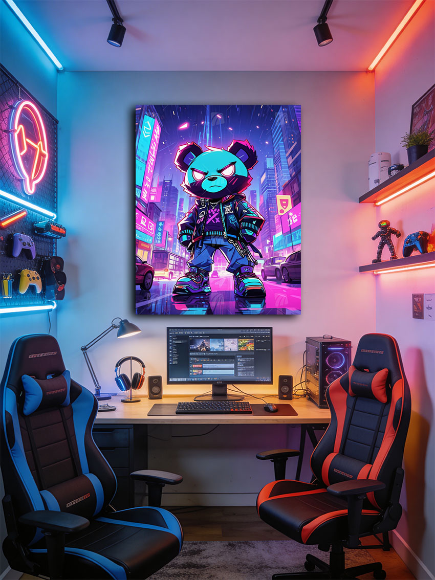 Cyberpunk Pop Art Wandbild – Detailansicht