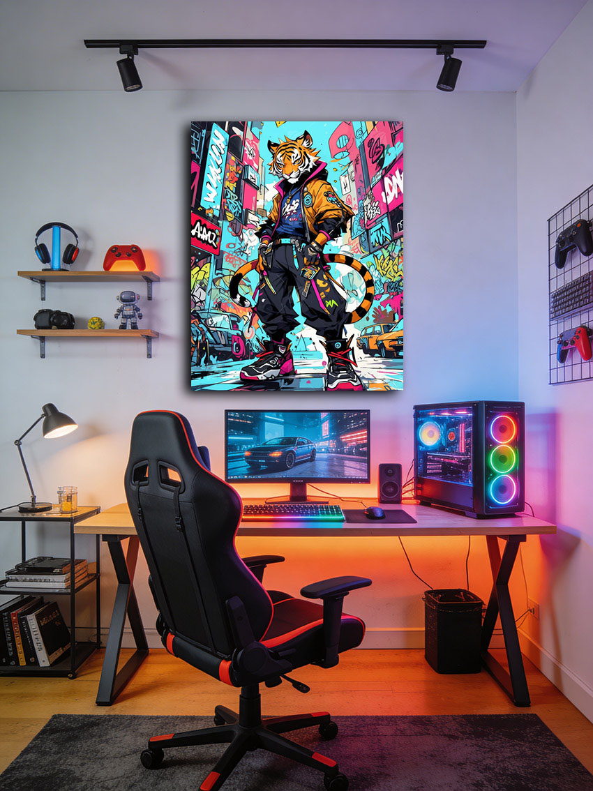 Tiger 2 Pop Art Wandbild – Detailansicht