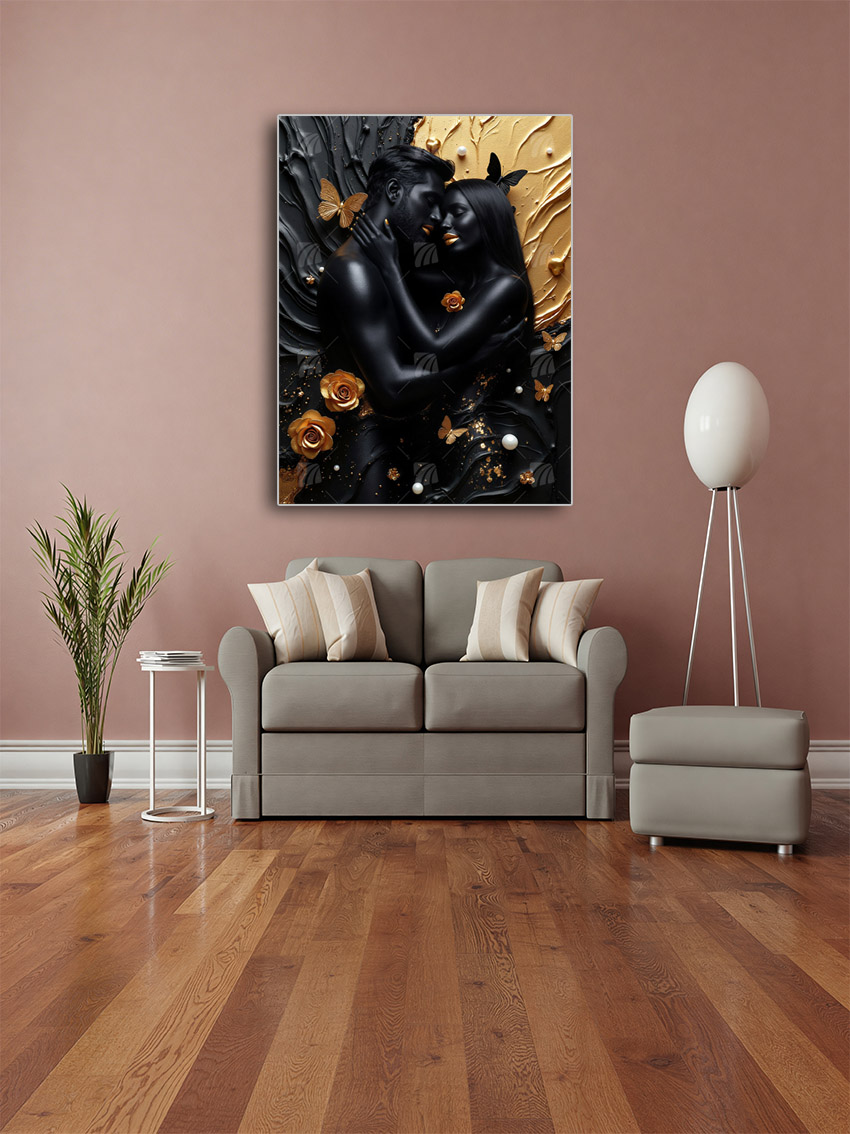 Golden Love Black & Gold Wandbild – Detailansicht