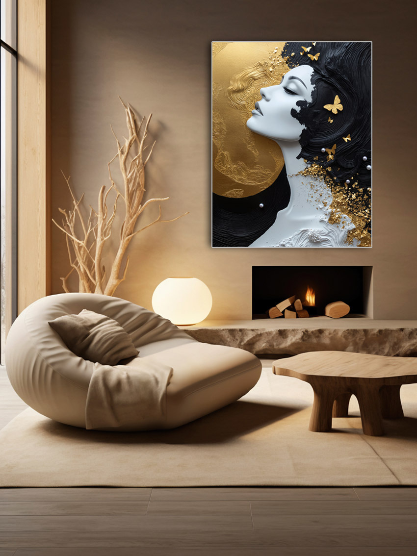 Golden Muse Black & Gold Wandbild – Detailansicht