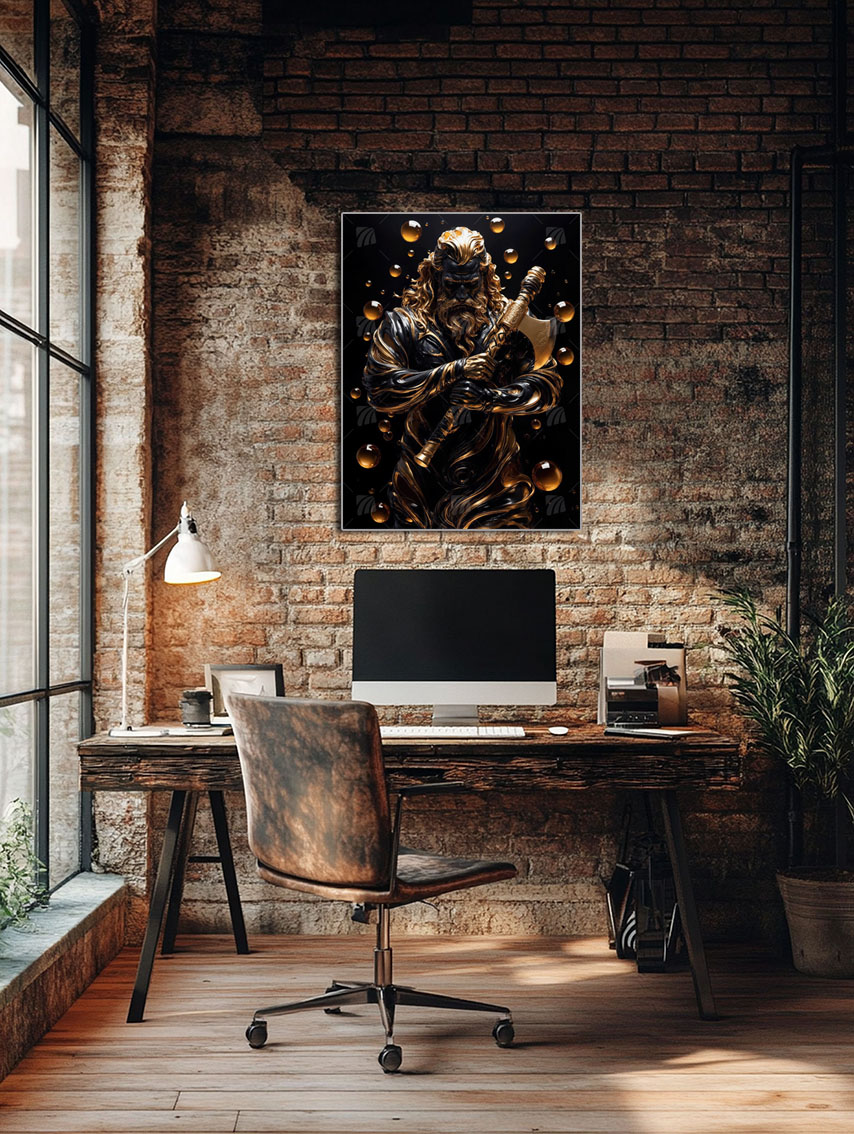 Golden Viking Krieger Wandbild – Detailansicht