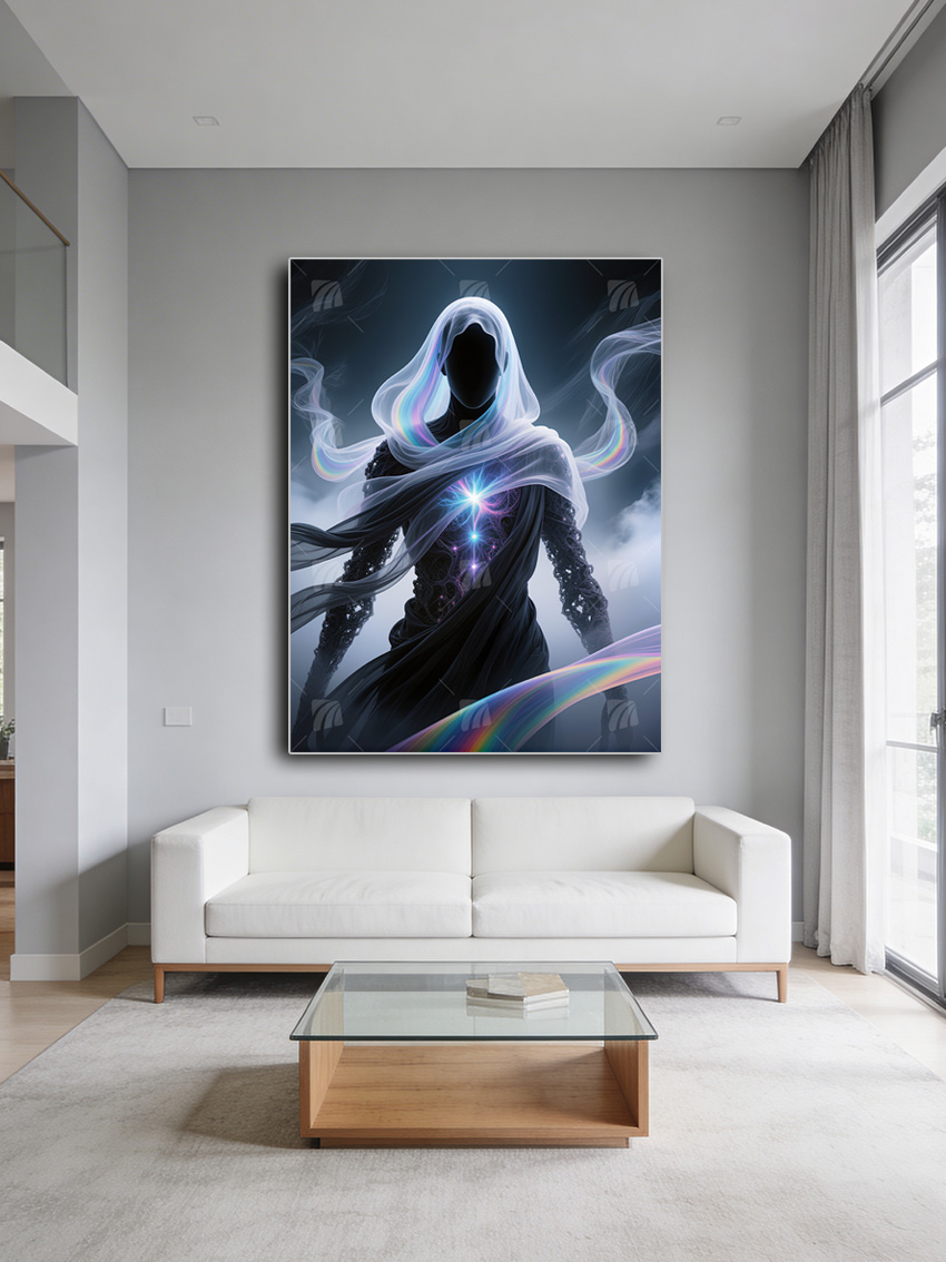 Mystic Veil Black & Gold Wandbild – Detailansicht