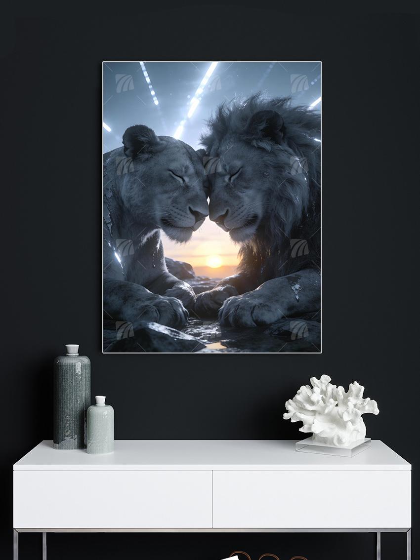 Lion Love Tiere Wandbild – Detailansicht