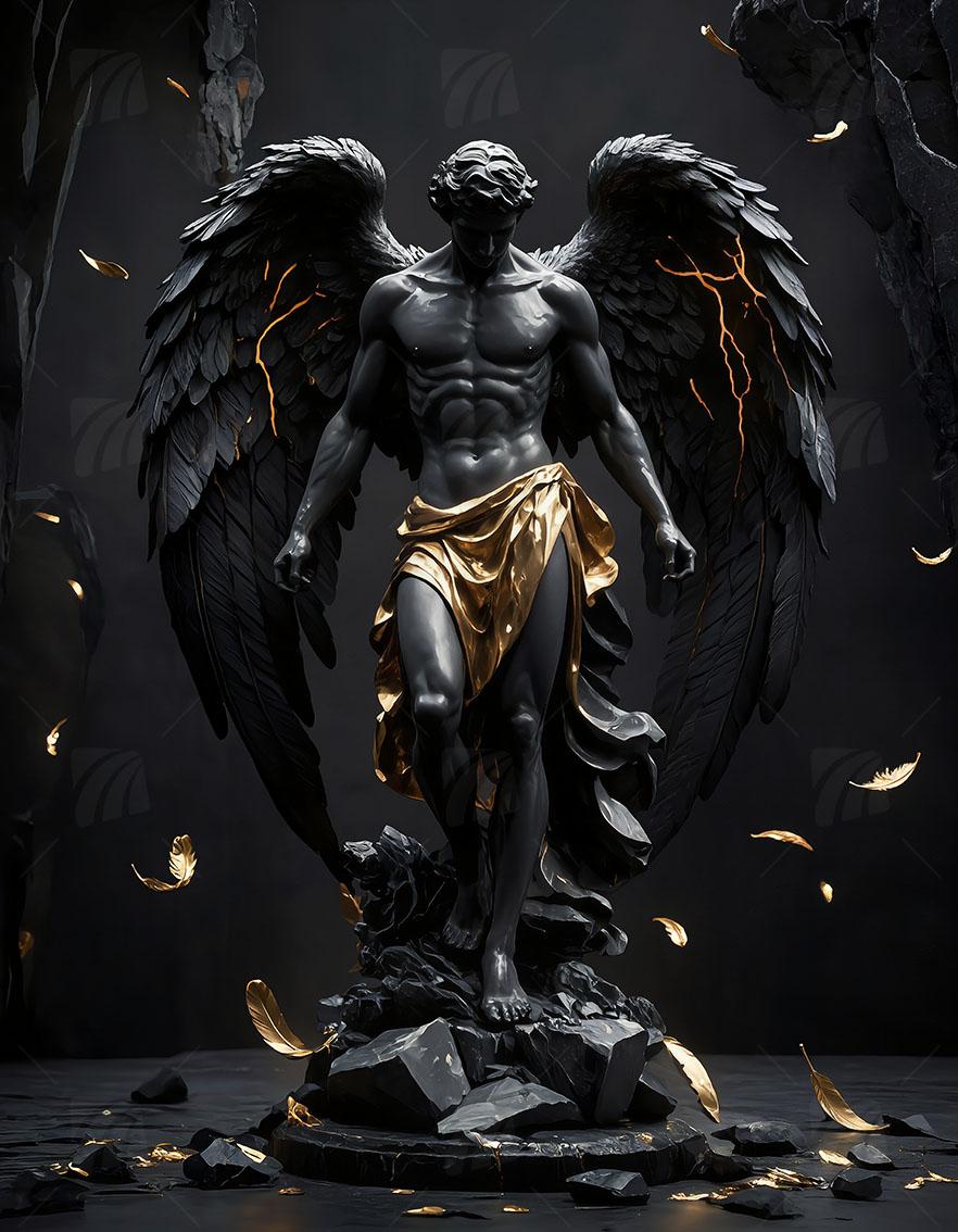 Dark Angel Majesty Mythisch Wandbild auf Aluminium Dibond Spanntuch