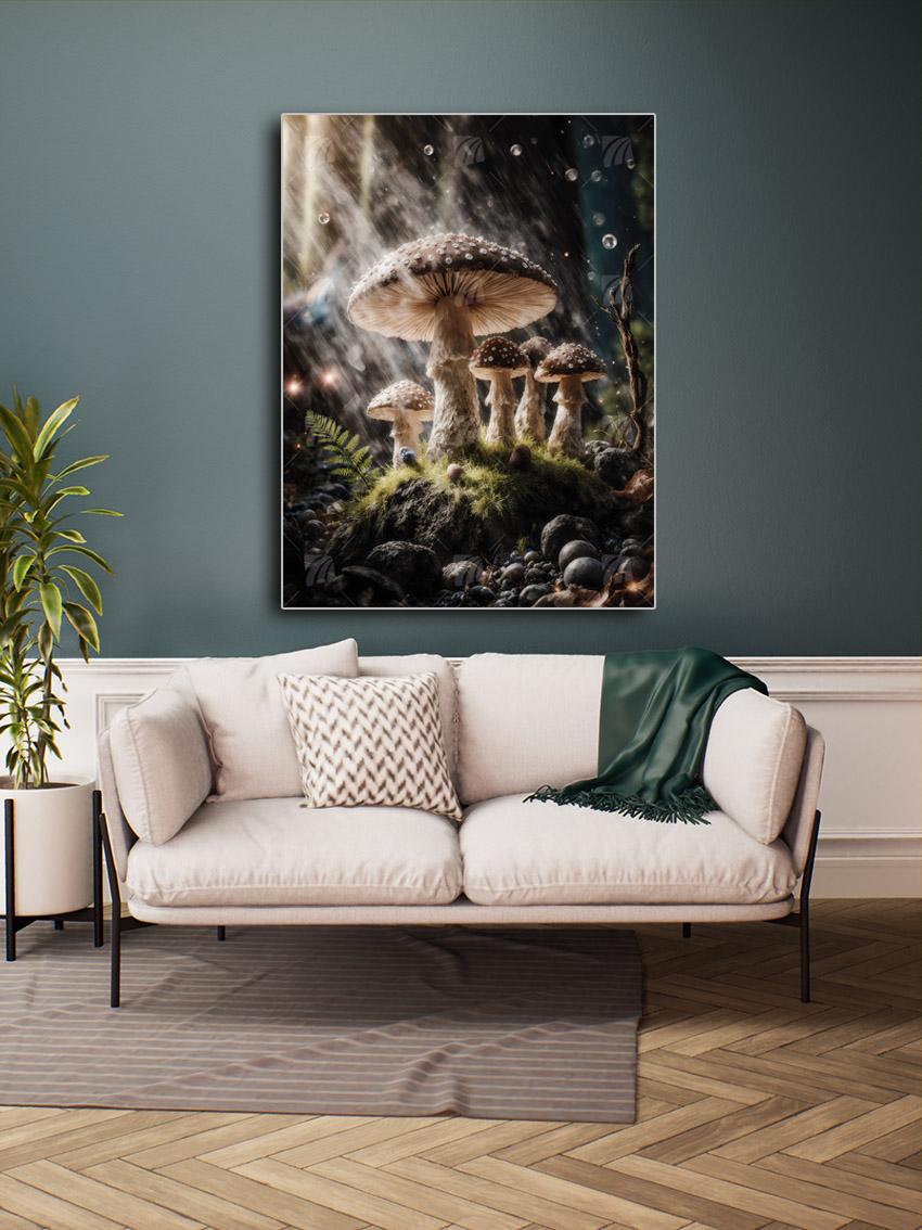 Magische Waldpilze Nature Wandbild – Detailansicht