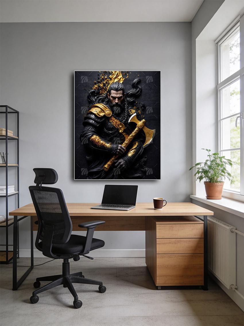 Der goldene Wikinger-Krieger Krieger Wandbild – Detailansicht