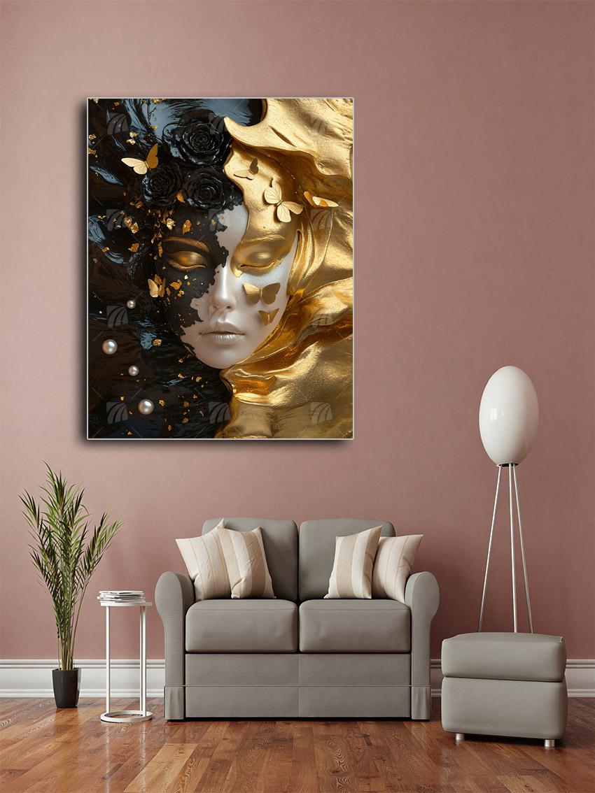 Golden Silence Black & Gold Wandbild – Detailansicht