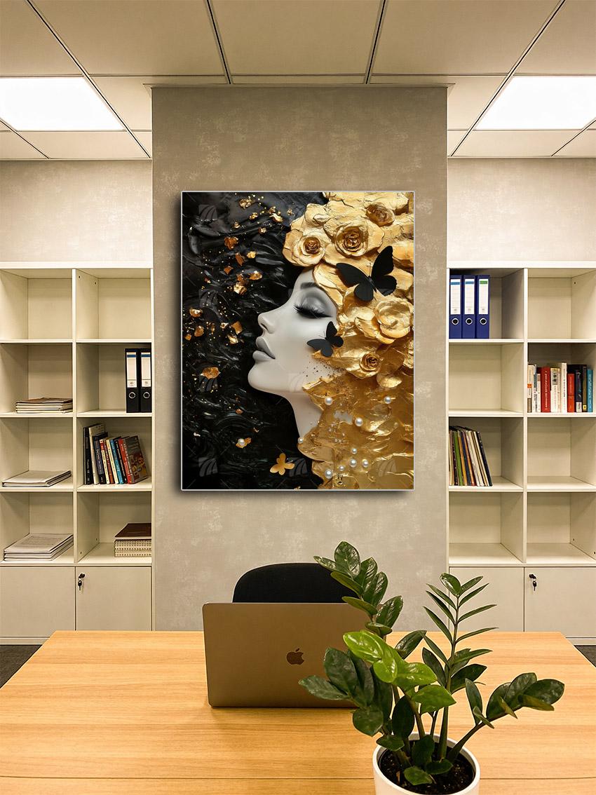Golden Muse Black & Gold Wandbild – Detailansicht