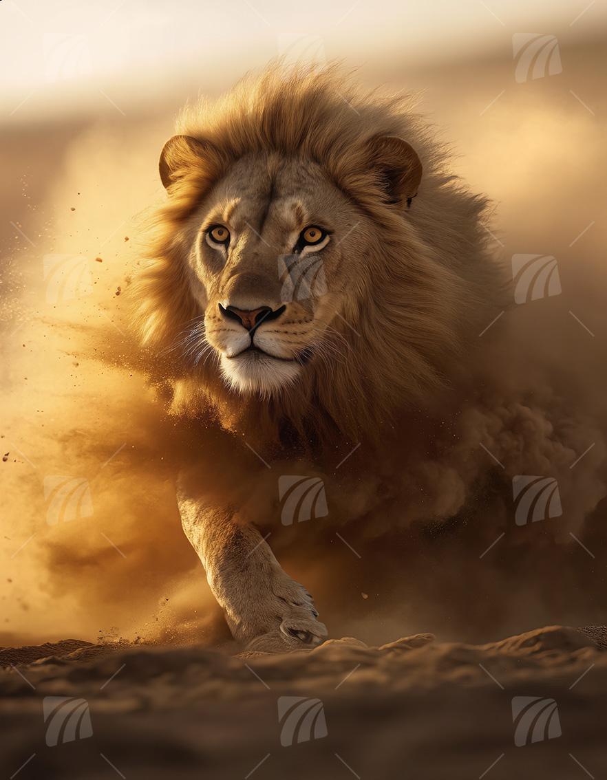 Desert King Tiere Wandbild auf Aluminium Dibond Spanntuch