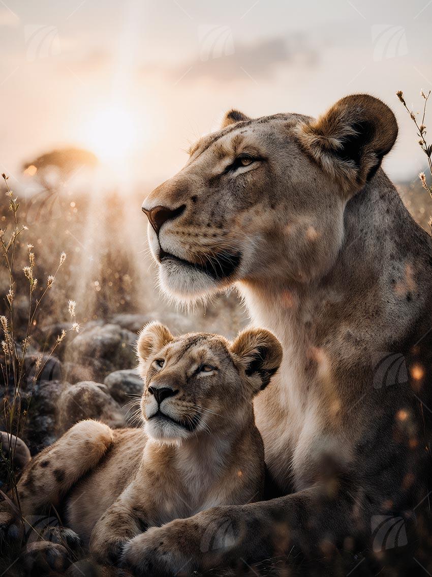 Savannah Love  Tiere Wandbild auf Aluminium Dibond Spanntuch