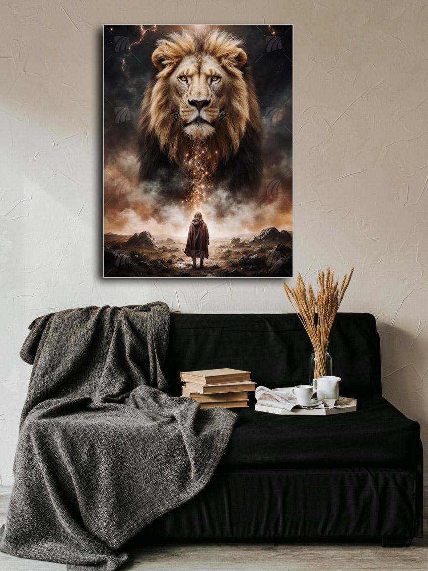 Cosmic Lion Spirit Tiere Wandbild – Detailansicht