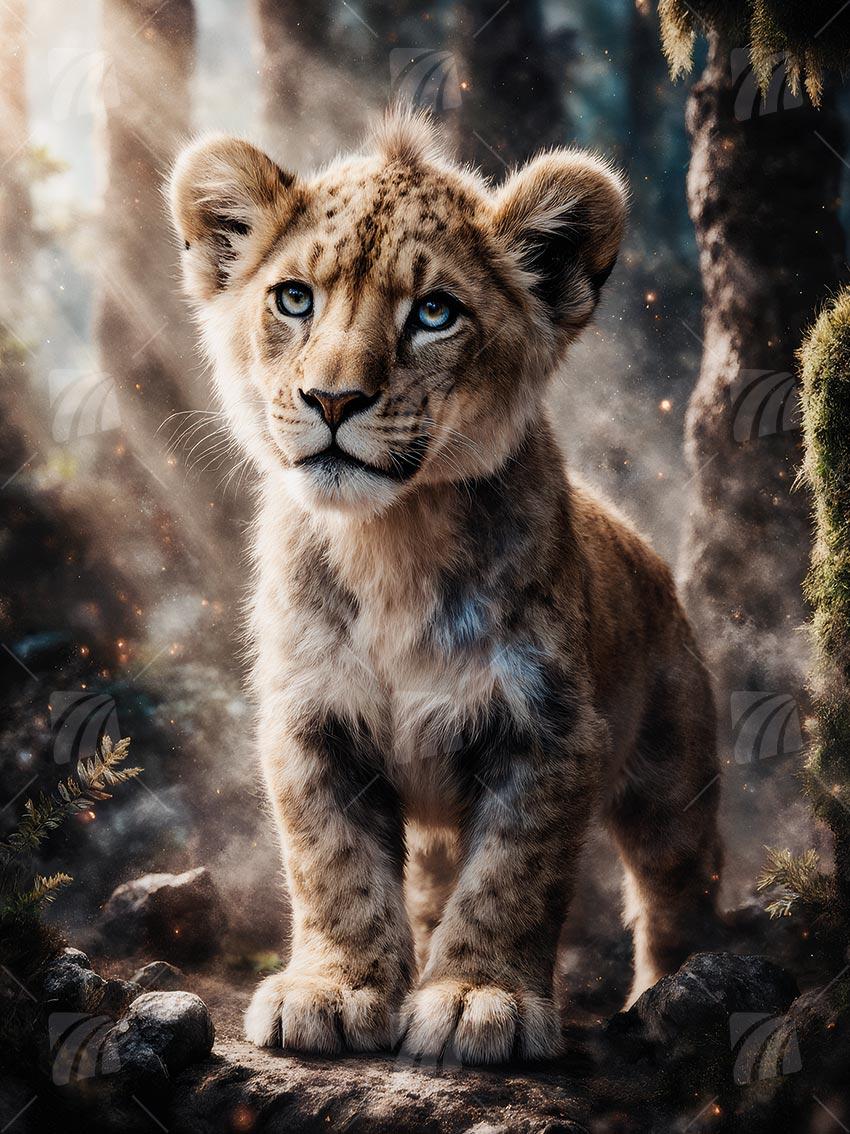 Little King Tiere Wandbild auf Aluminium Dibond Spanntuch