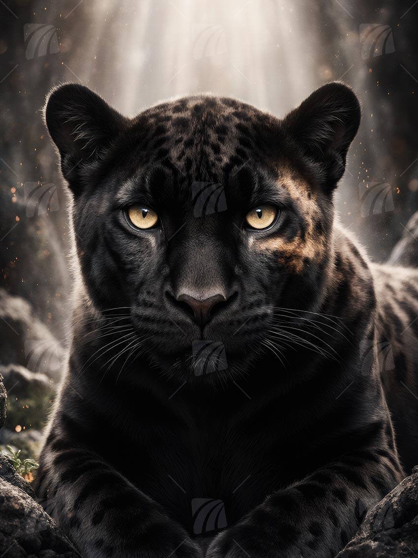 Der goldene Blick der Nacht Tiere Wandbild auf Aluminium Dibond Spanntuch