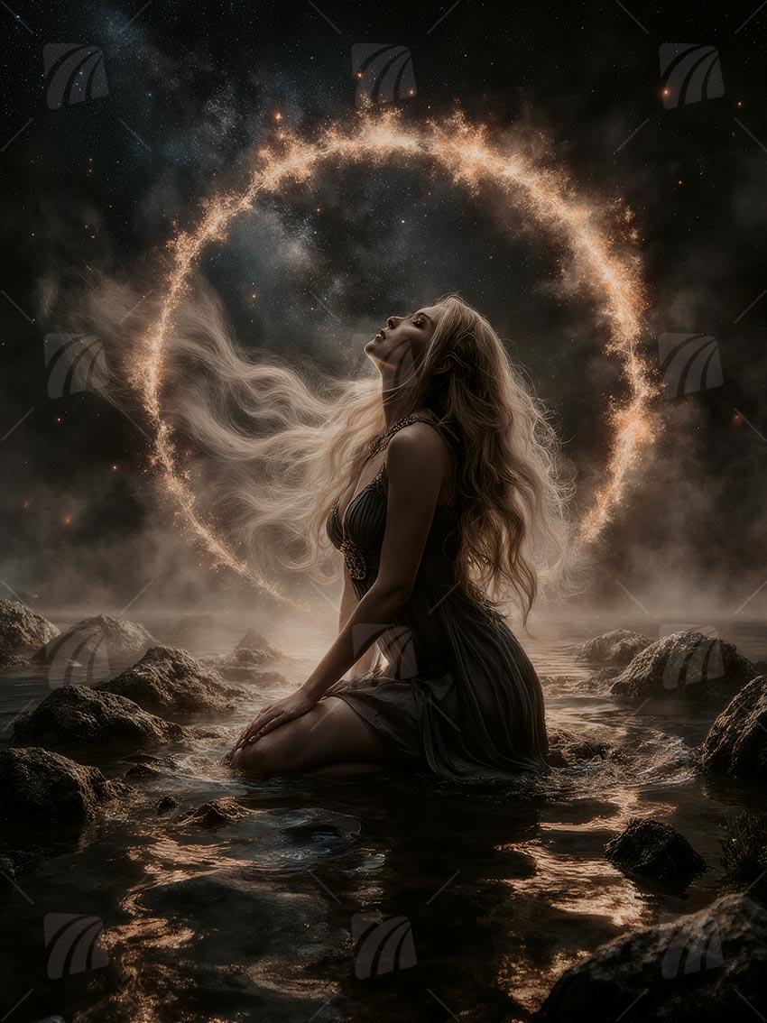 Celestial Invocation Mythisch Wandbild auf Aluminium Dibond Spanntuch