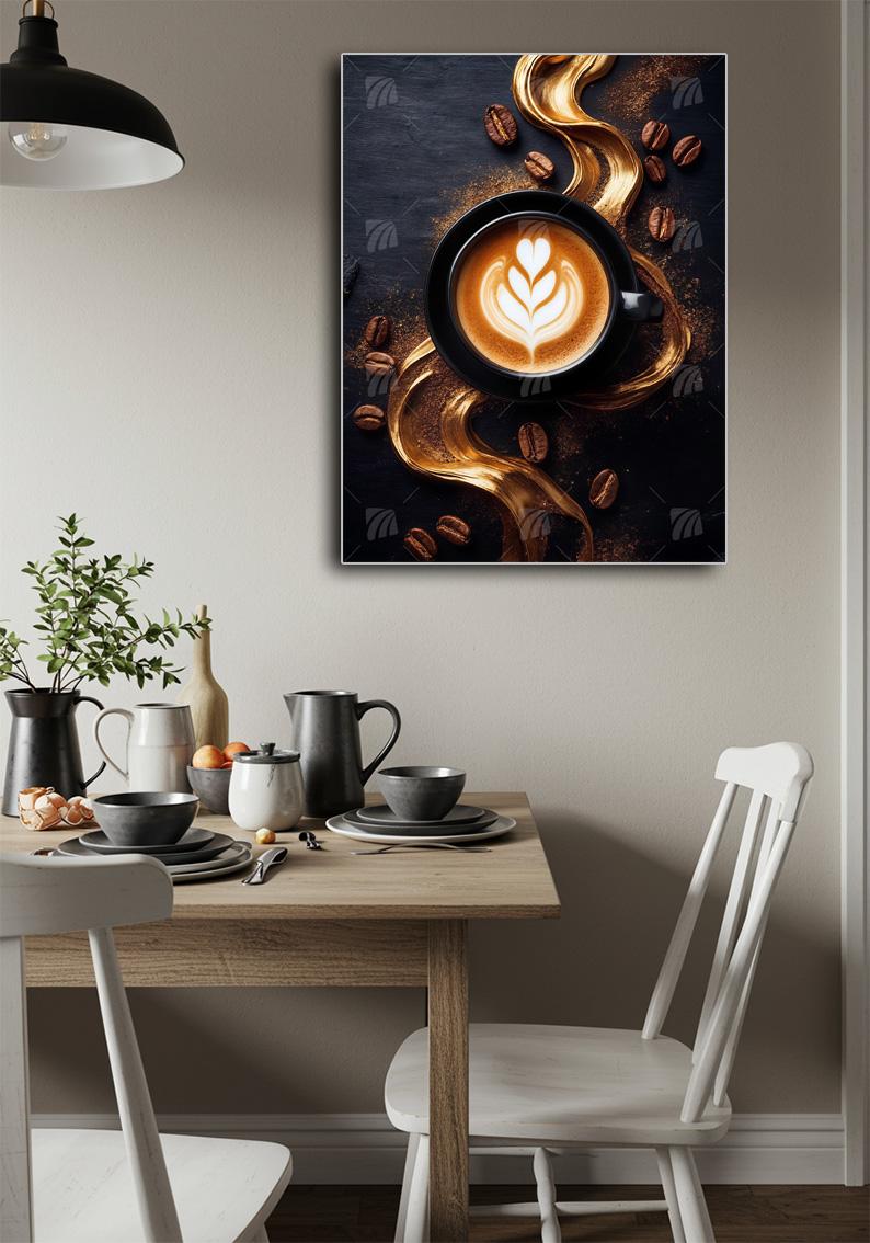 Golden Barista Magic kitchen Wandbild – Detailansicht