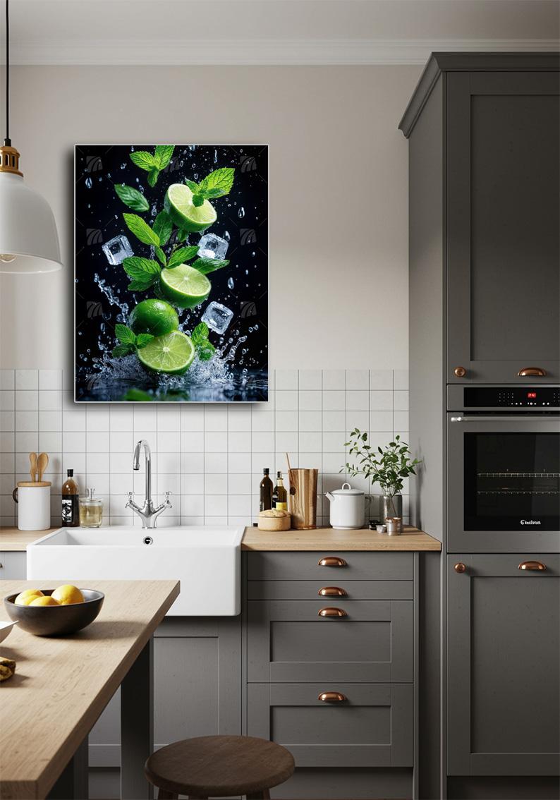 Lime Splash kitchen Wandbild – Detailansicht
