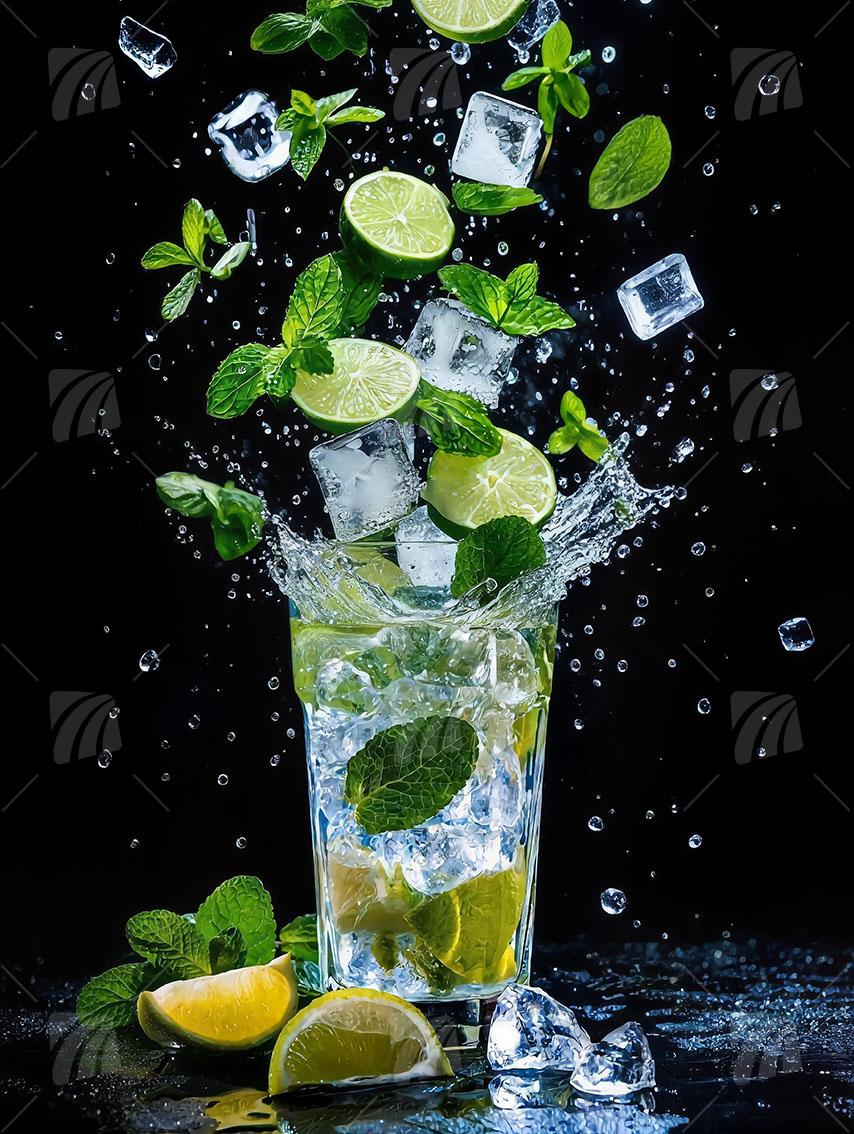 Die ultimative Erfrischung im Glas kitchen Wandbild auf Aluminium Dibond Spanntuch