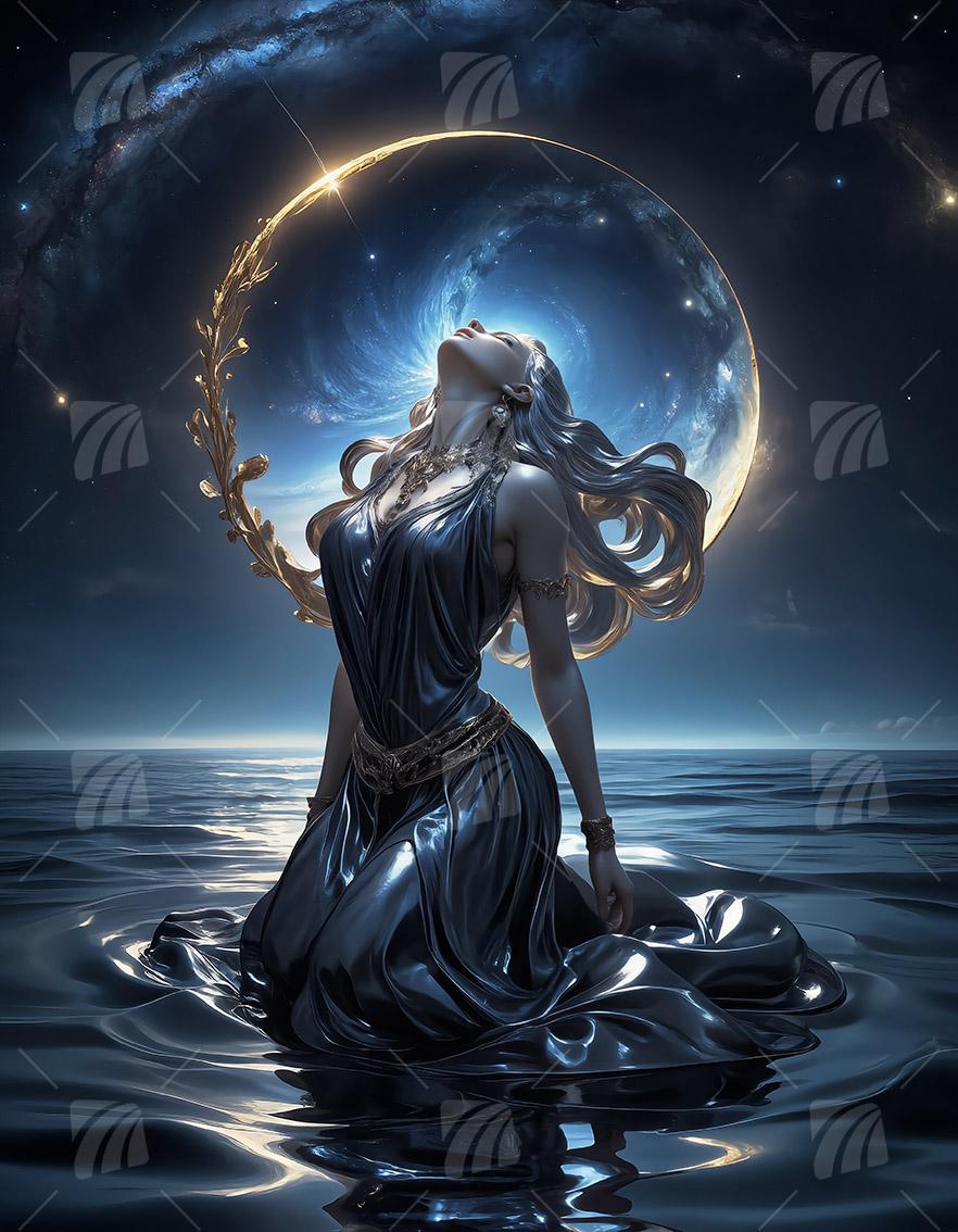 Lunar Invocation Mythisch Wandbild auf Aluminium Dibond Spanntuch