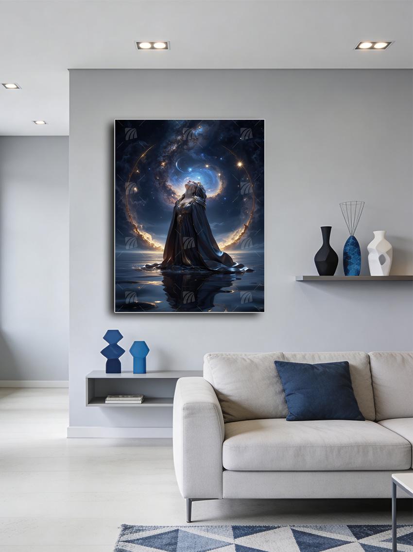 Die thronende Mondgöttin Mythisch Wandbild – Detailansicht