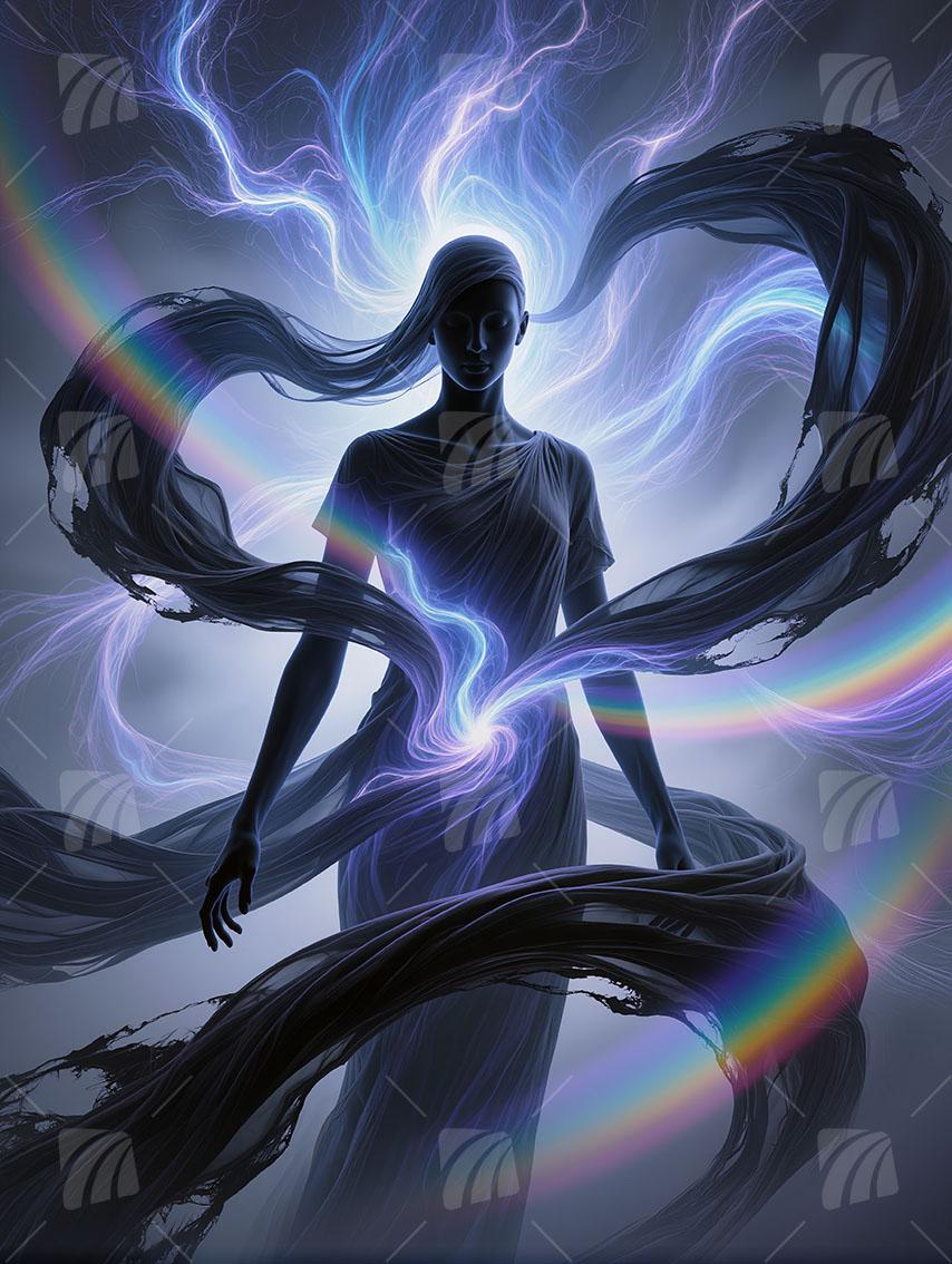 Spectrum of Light  Mythisch Wandbild auf Aluminium Dibond Spanntuch