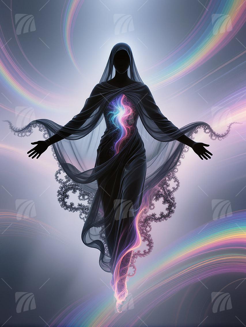  Die Göttin der Prismen-Energie Mythisch Wandbild auf Aluminium Dibond Spanntuch