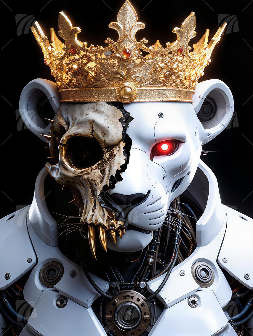 The Cyber King Tiere Wandbild auf Aluminium Dibond Spanntuch