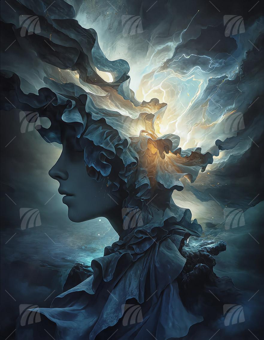 Inneres Leuchten Mythisch Wandbild auf Aluminium Dibond Spanntuch