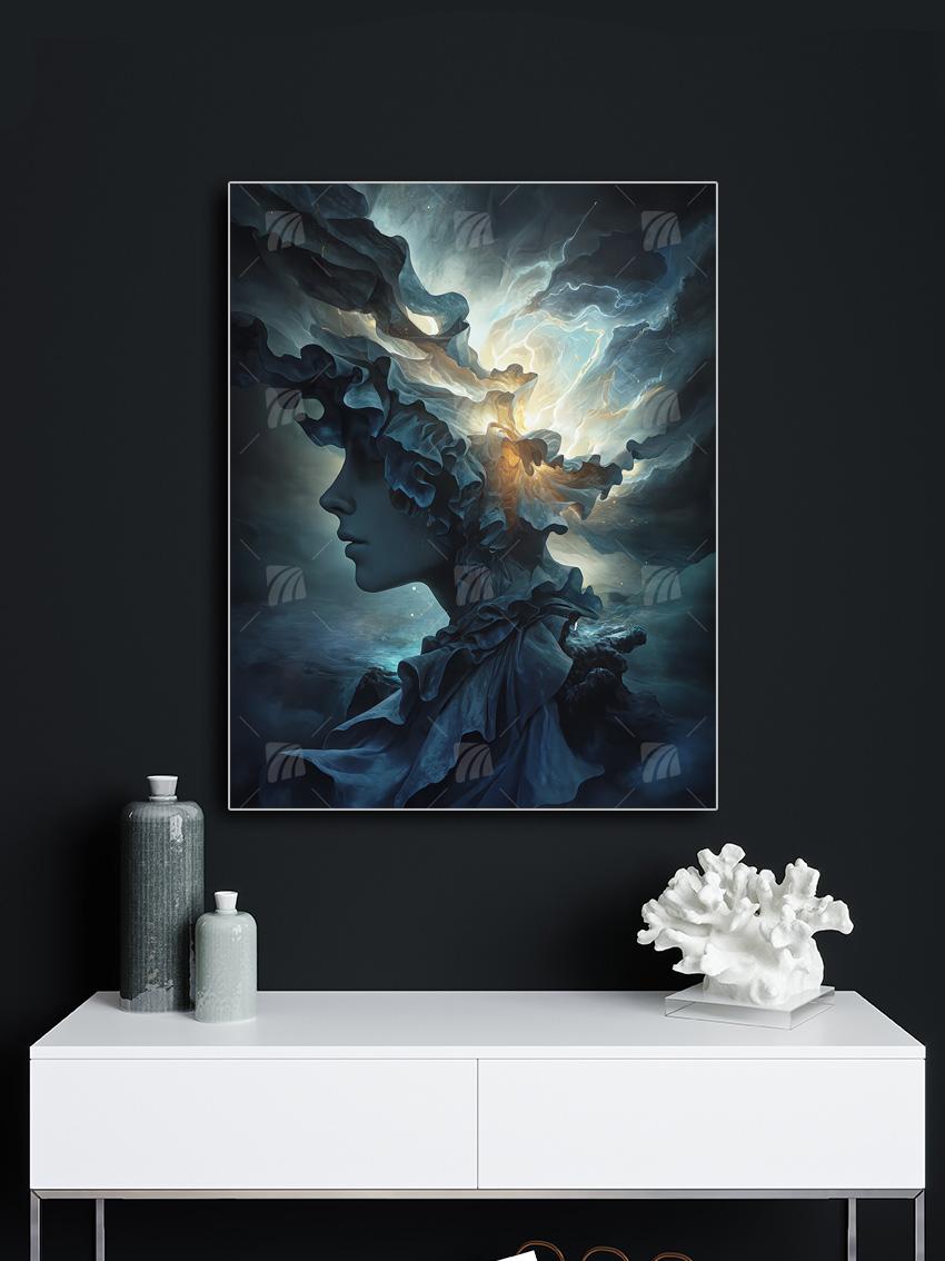 Inneres Leuchten Mythisch Wandbild – Detailansicht