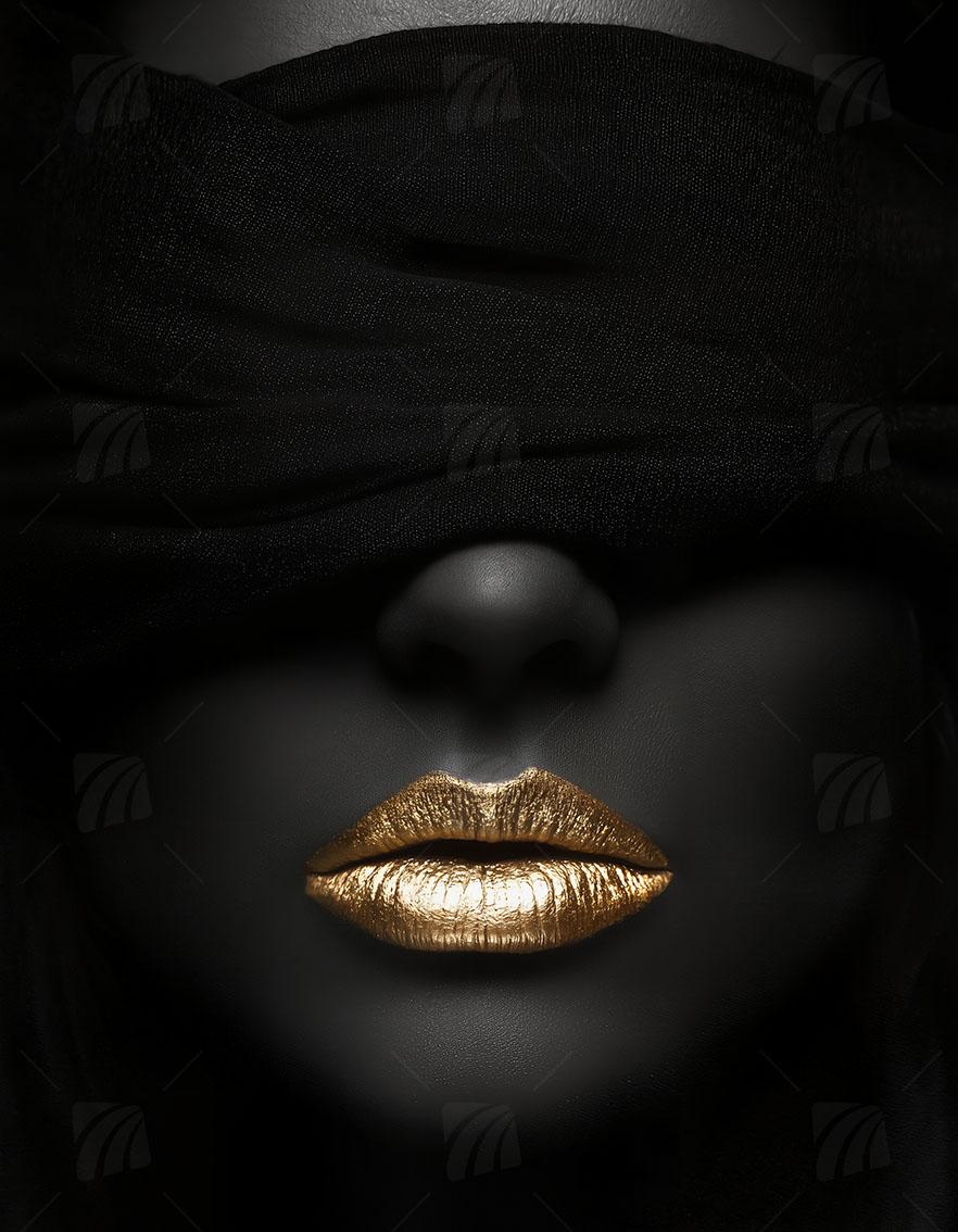 Golden Silence Black & Gold Wandbild auf Aluminium Dibond Spanntuch