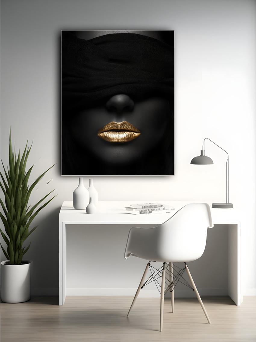 Golden Silence Black & Gold Wandbild – Detailansicht