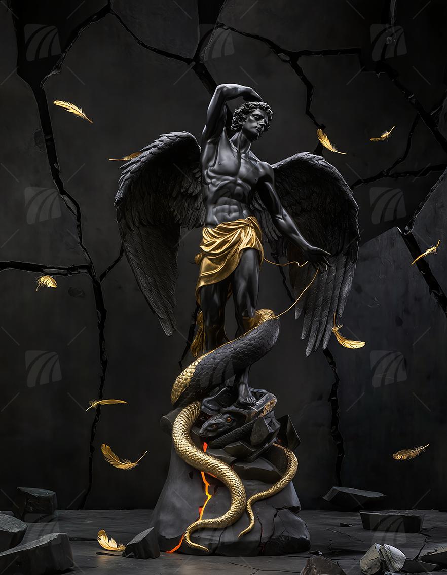 Fallen Angel  Mythisch Wandbild auf Aluminium Dibond Spanntuch