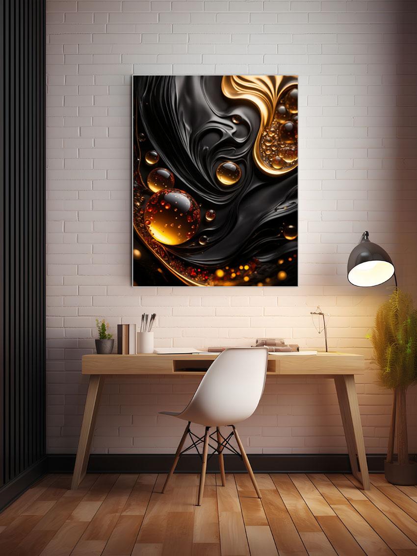 Golden Fluidity Black & Gold Wandbild – Detailansicht