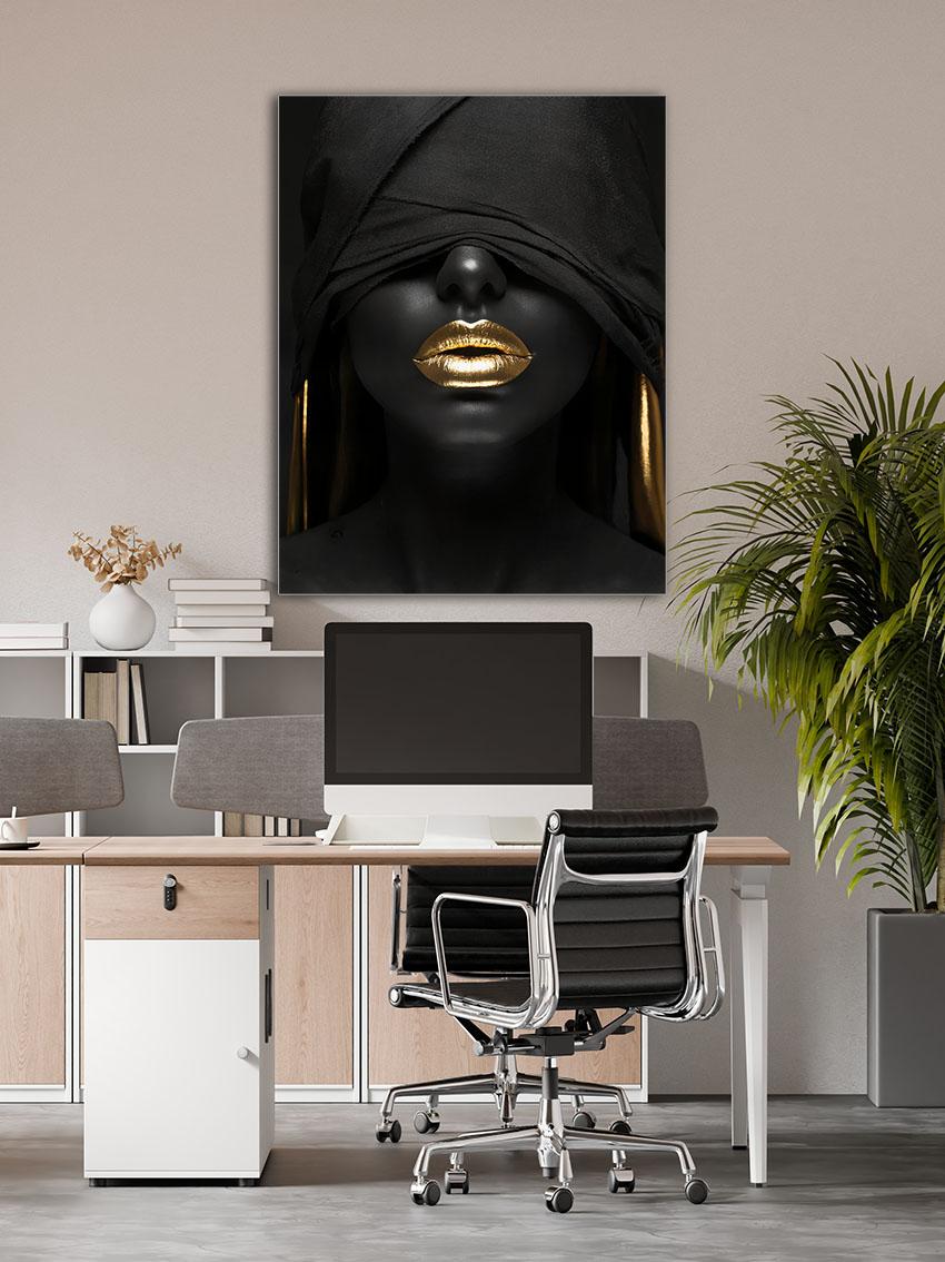 Pure Eleganz in Schwarz & Gold Black & Gold Wandbild – Detailansicht