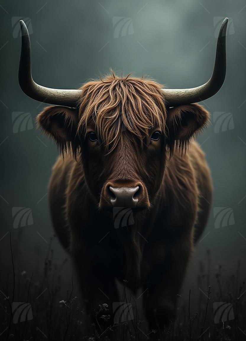 Highland Guard  Tiere Wandbild auf Aluminium Dibond Spanntuch