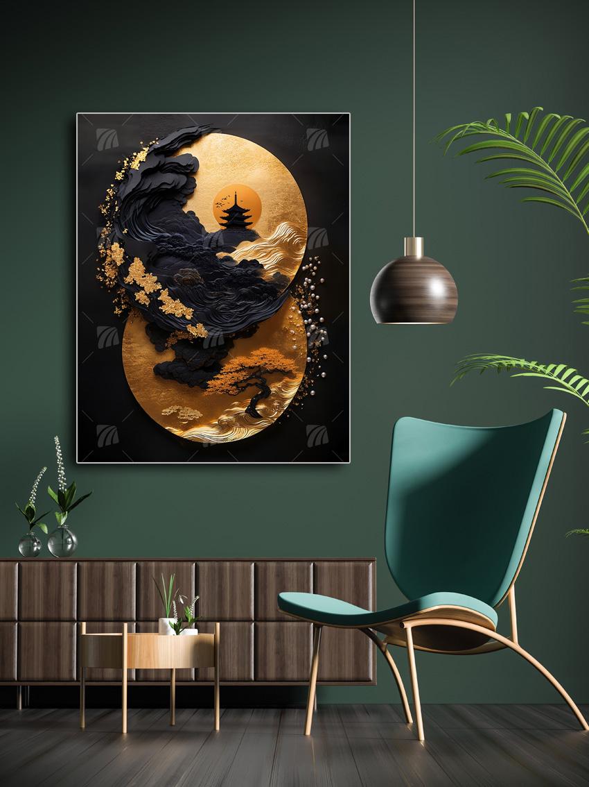  Japanische Pagode  Japanische Ästhetik Wandbild – Detailansicht