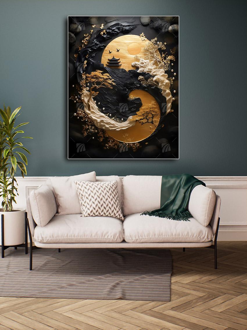 Spirituelle Harmonie Japanische Ästhetik Wandbild – Detailansicht